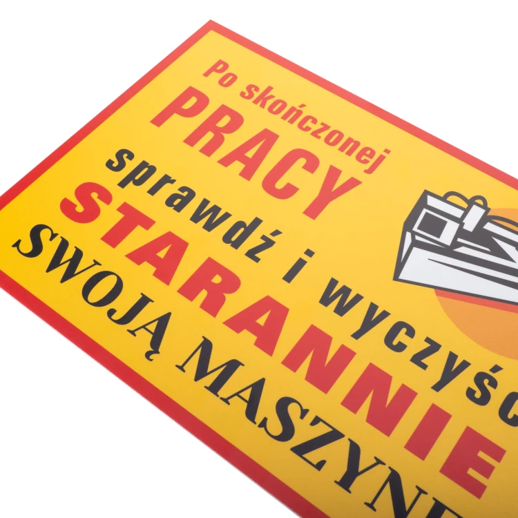 Retro Informationsschild Größe 210x298mm - Überprüfen Sie die Sauberkeit der Maschine - BHP198