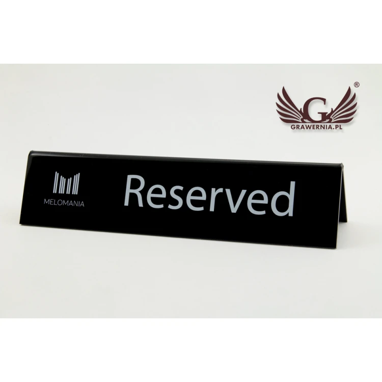 Reservierung - Acrylständer mit beliebigem Text - Abmessungen 210x50mm - schwarzes Acryl - REZ006