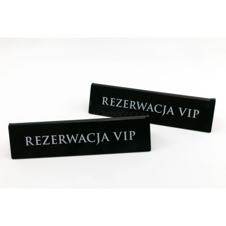 Reservierung - Acrylständer mit beliebigem Text - Abmessungen 210x50mm - schwarzes Acryl - REZ006