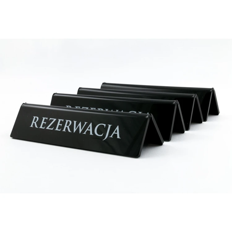 Reservierung - Acrylständer mit beliebigem Text - Abmessungen 210x50mm - schwarzes Acryl - REZ006