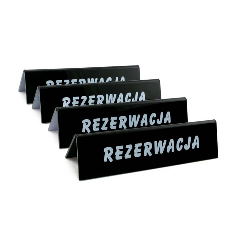 Reservierung - Acrylständer mit beliebigem Text - Abmessungen 210x50mm - schwarzes Acryl - REZ006