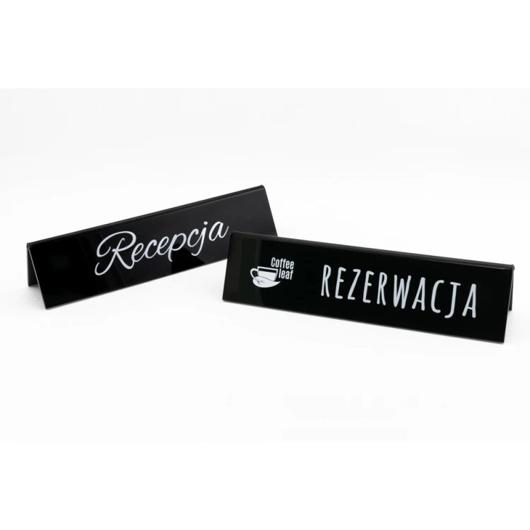 Reservierung - Acrylständer mit beliebigem Text - Abmessungen 210x50mm - schwarzes Acryl - REZ006