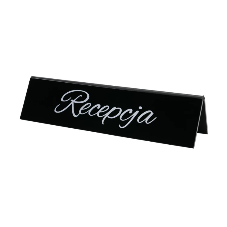 Reservierung - Acrylständer mit beliebigem Text - Abmessungen 210x50mm - schwarzes Acryl - REZ006
