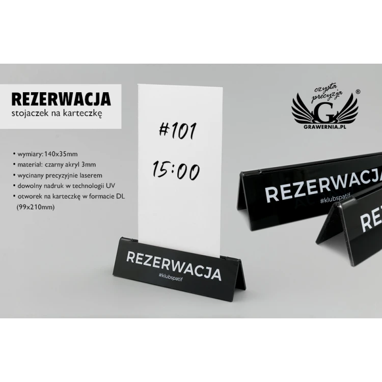 Reservierung - Notizhalter - Abm. 140x35mm - schwarzes Acryl - REZ010