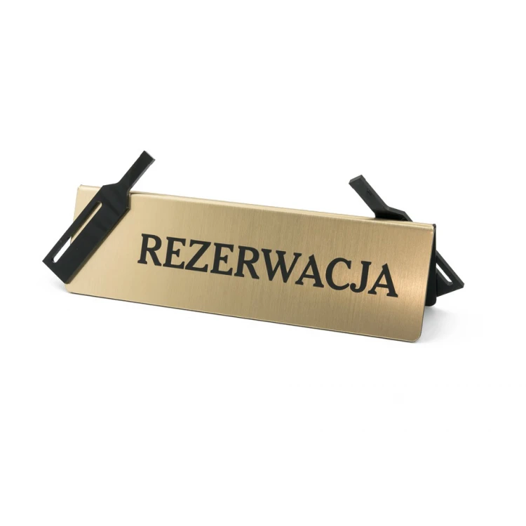 Reservierung - Tischständer - Abm. 200x60mm - Gravierlaminat mit schwarzem Plexiglas - REZ011