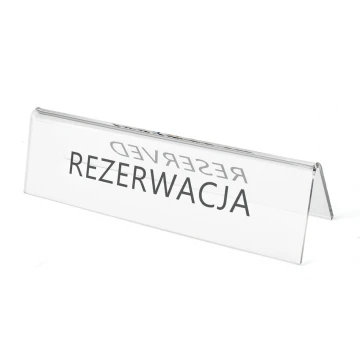 Reservierung - Tischständer - Abm. 195x55mm - farbloses Plexiglas - REZ012