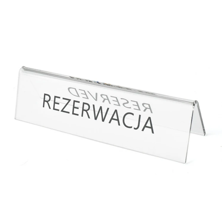 Reservierung - Tischständer - Abm. 195x55mm - farbloses Plexiglas - REZ012