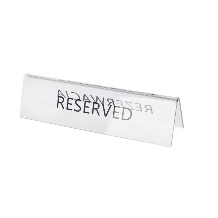 Reservierung - Tischständer - Abm. 195x55mm - farbloses Plexiglas - REZ012