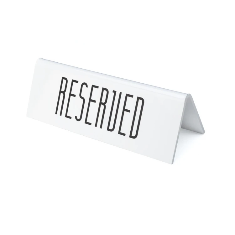 Reservierung - Tischständer - Abm. 170x60mm - mattes weißes Plexiglas - REZ015