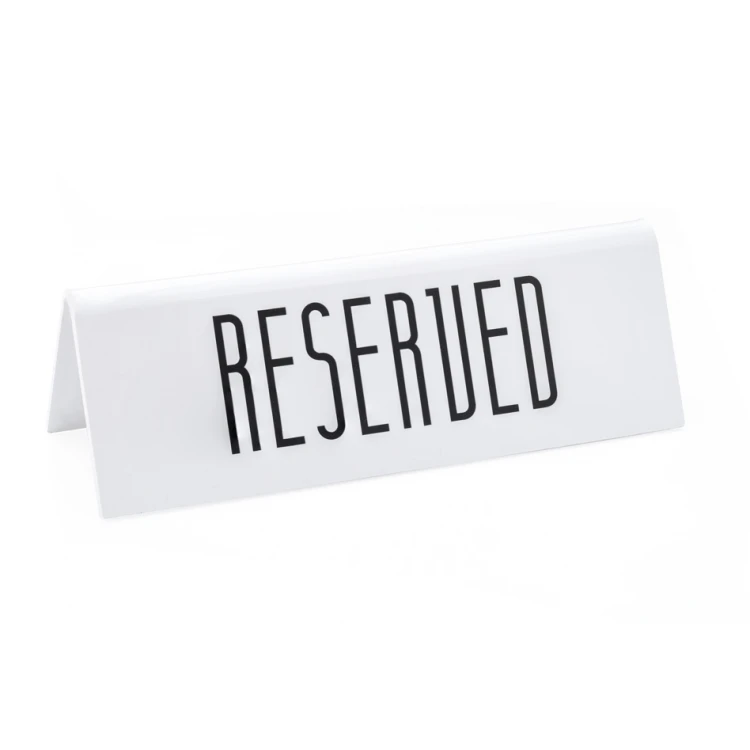 Reservierung - Tischständer - Abm. 170x60mm - mattes weißes Plexiglas - REZ015