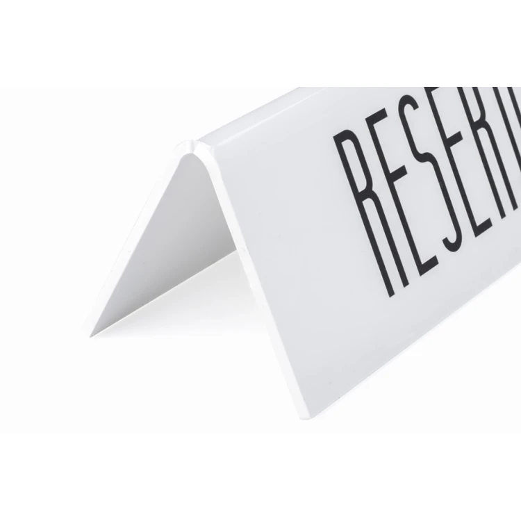 Reservierung - Tischständer - Abm. 170x60mm - mattes weißes Plexiglas - REZ015