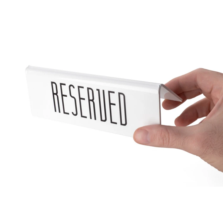 Reservierung - Tischständer - Abm. 170x60mm - mattes weißes Plexiglas - REZ015