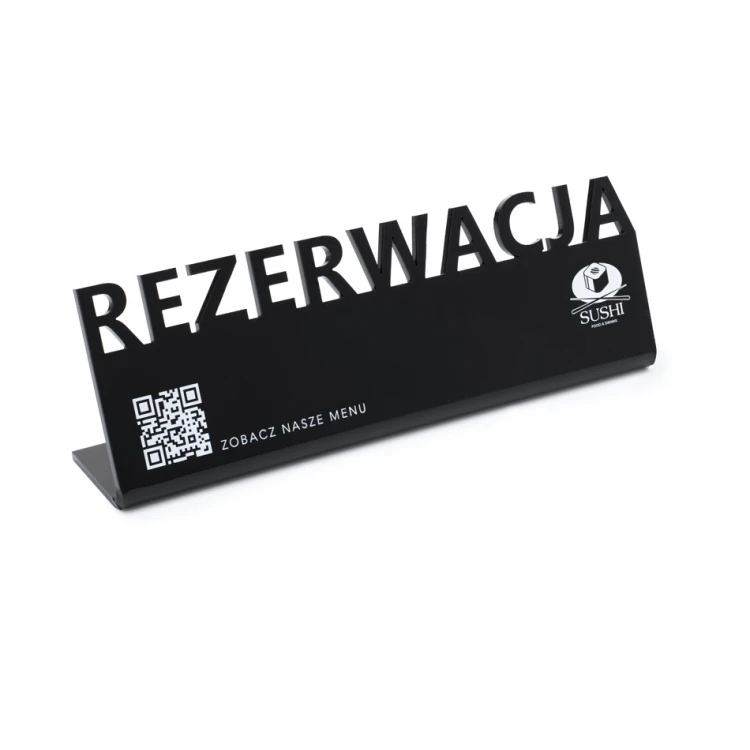 Reservierung - Tischständer - Abm. 197x63mm - Plexiglas schwarz glänzend - REZ016