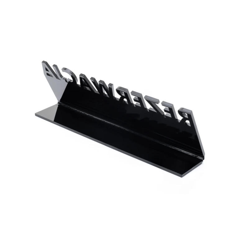Reservierung - Tischständer - Abm. 197x63mm - Plexiglas schwarz glänzend - REZ016