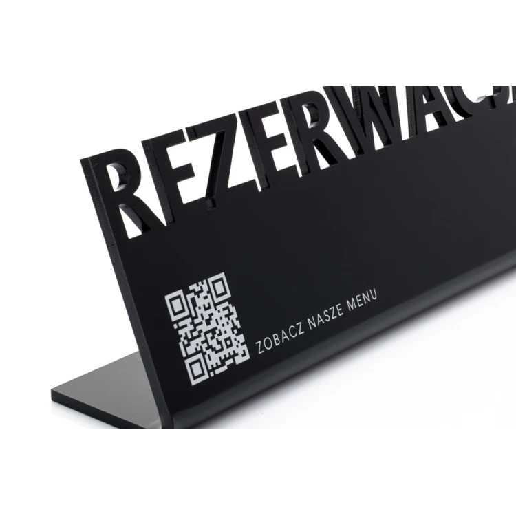 Reservierung - Tischständer - Abm. 197x63mm - Plexiglas schwarz glänzend - REZ016