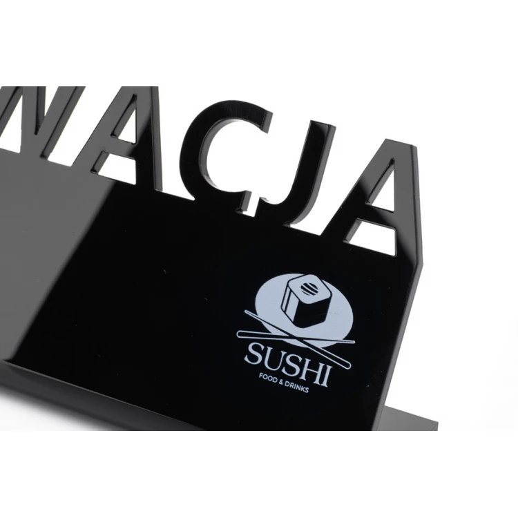 Reservierung - Tischständer - Abm. 197x63mm - Plexiglas schwarz glänzend - REZ016