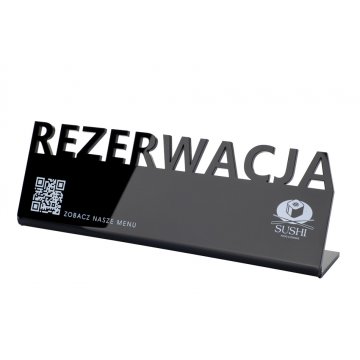 Reservierung - Tischständer - Abm. 197x63mm - Plexiglas schwarz glänzend - REZ016