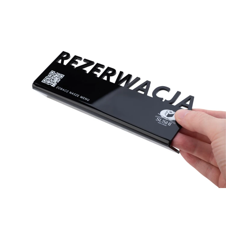 Reservierung - Tischständer - Abm. 197x63mm - Plexiglas schwarz glänzend - REZ016