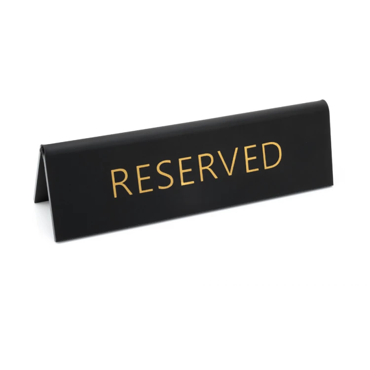 Reservierung - Tischständer - Abm. 150x45mm - matt schwarz goldene Buchstaben - REZ017