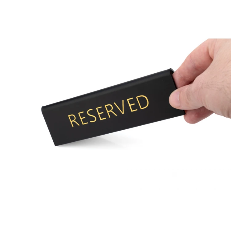 Reservierung - Tischständer - Abm. 150x45mm - matt schwarz goldene Buchstaben - REZ017