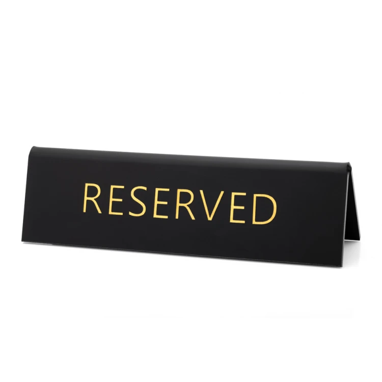 Reservierung - Tischständer - Abm. 150x45mm - matt schwarz goldene Buchstaben - REZ017