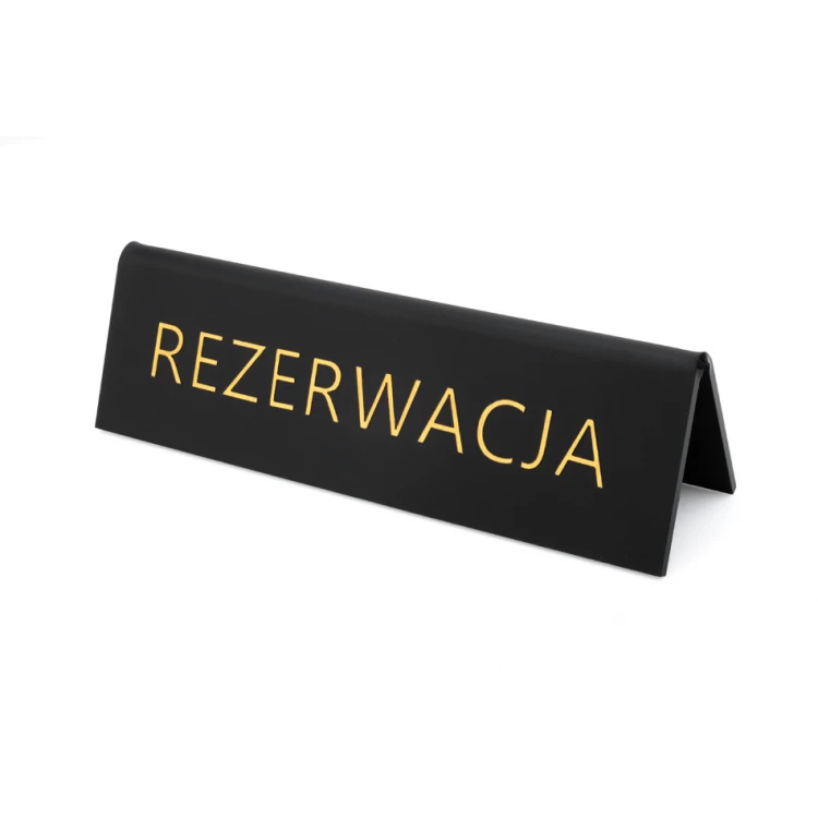 Reservierung - Tischständer - Abm. 150x45mm - matt schwarz goldene Buchstaben - REZ017