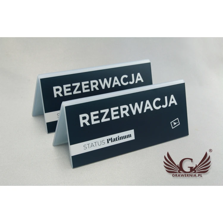 Reservierung - Ständer mit beliebigem Text - Abmessungen 150x65mm - mattierter Acryl - UV-Druck - REZ007