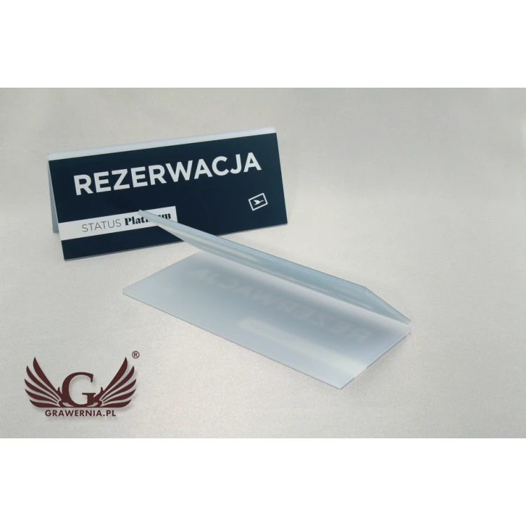 Reservierung - Ständer mit beliebigem Text - Abmessungen 150x65mm - mattierter Acryl - UV-Druck - REZ007