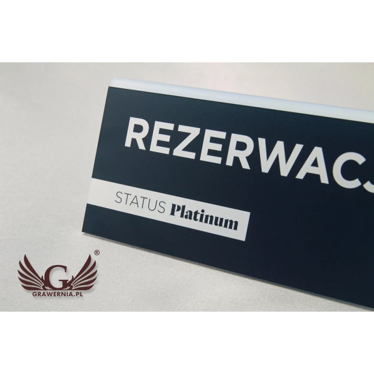 Reservierung - Ständer mit beliebigem Text - Abmessungen 150x65mm - mattierter Acryl - UV-Druck - REZ007