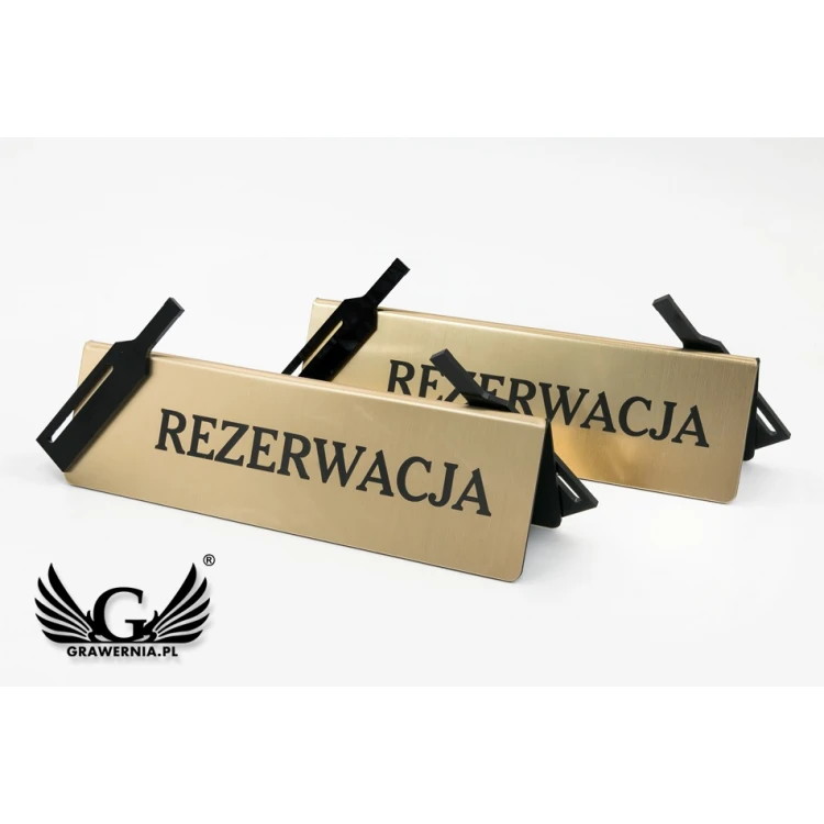 Reservierung - Tischständer - Abm. 200x60mm - Gravierlaminat mit schwarzem Plexiglas - REZ011