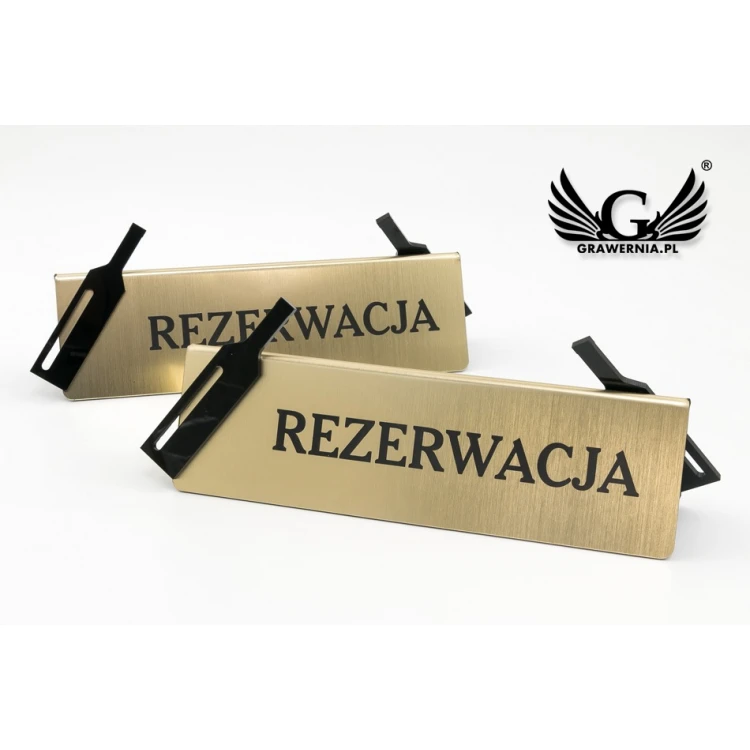 Reservierung - Tischständer - Abm. 200x60mm - Gravierlaminat mit schwarzem Plexiglas - REZ011