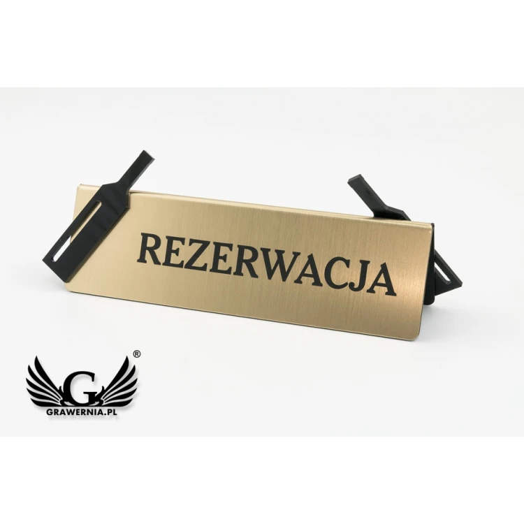 Reservierung - Tischständer - Abm. 200x60mm - Gravierlaminat mit schwarzem Plexiglas - REZ011