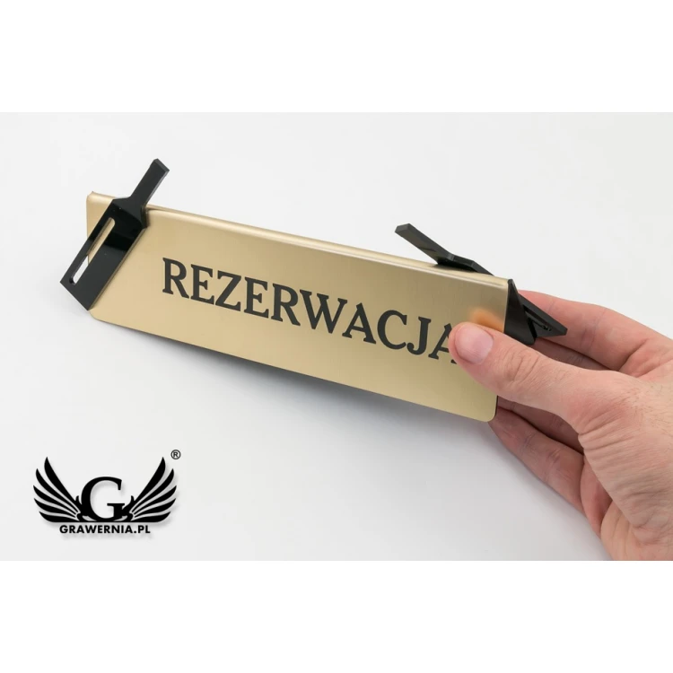 Reservierung - Tischständer - Abm. 200x60mm - Gravierlaminat mit schwarzem Plexiglas - REZ011