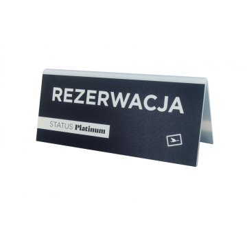 Reservierung - Ständer mit beliebigem Text - Abmessungen 150x65mm - mattierter Acryl - UV-Druck - REZ007