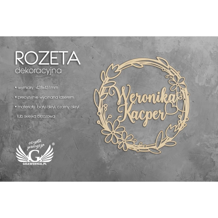 Dekorative Rosette - Namen des Brautpaares - ROZ003