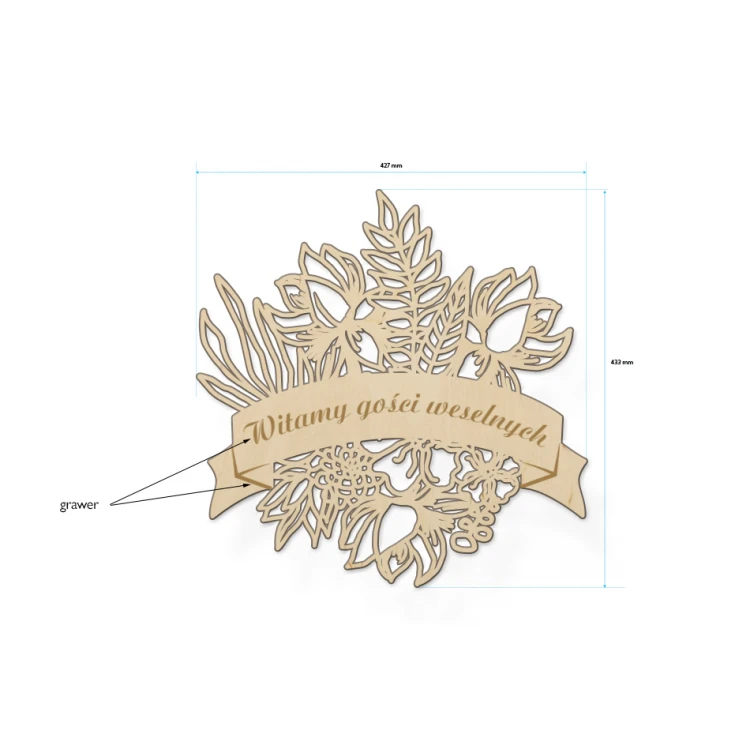 Dekorative Rosette - Willkommen Hochzeitsgäste - ROZ006