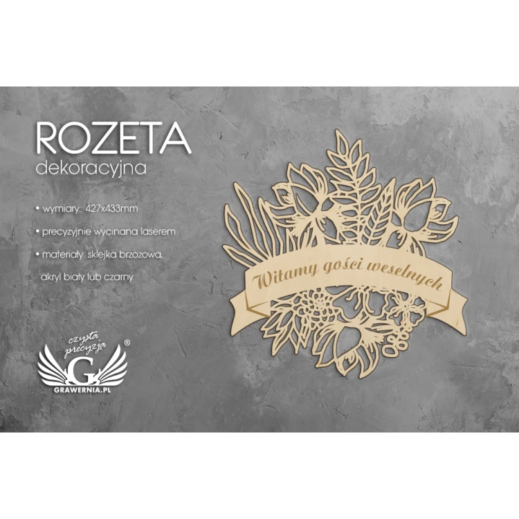 Dekorative Rosette - Willkommen Hochzeitsgäste - ROZ006