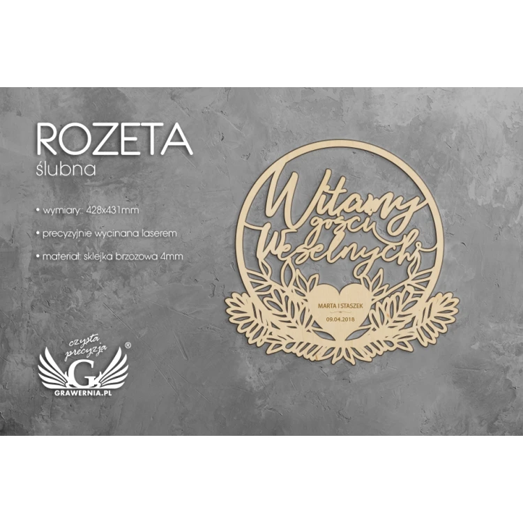 Dekorative Rosette - Willkommen Hochzeitsgäste - ROZ009