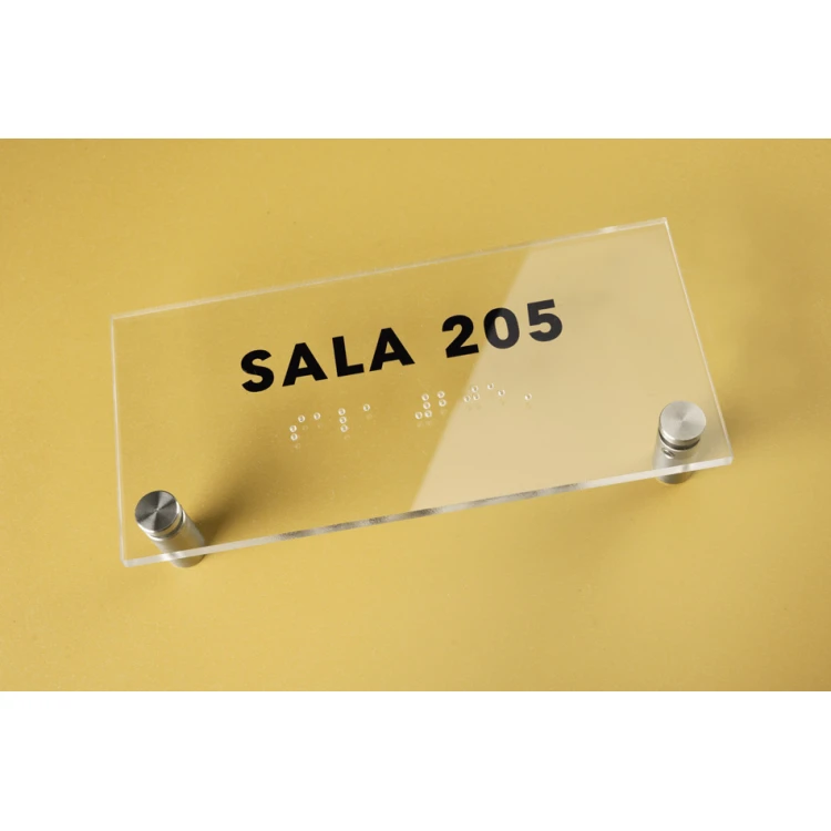 Saal - Plexiglas-Schild mit Nummerierung in Braille-Schrift - Größe 160x75mm - TAB275