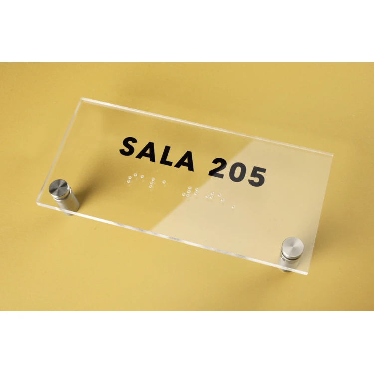 Saal - Plexiglas-Schild mit Nummerierung in Braille-Schrift - Größe 160x75mm - TAB275