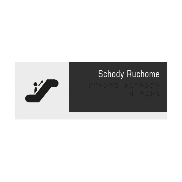 Bewegliche Treppen - Schild mit Braille-Schrift - gefrostetes Acryl und ADA Abmessungen 200x75mm - NORD - TAB326