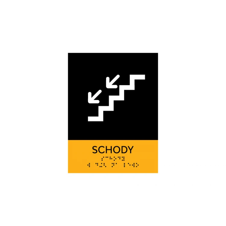 Treppe - Schild mit Braille-Schrift - Größe 150x200mm - Hart-PVC - SUN - TAB314