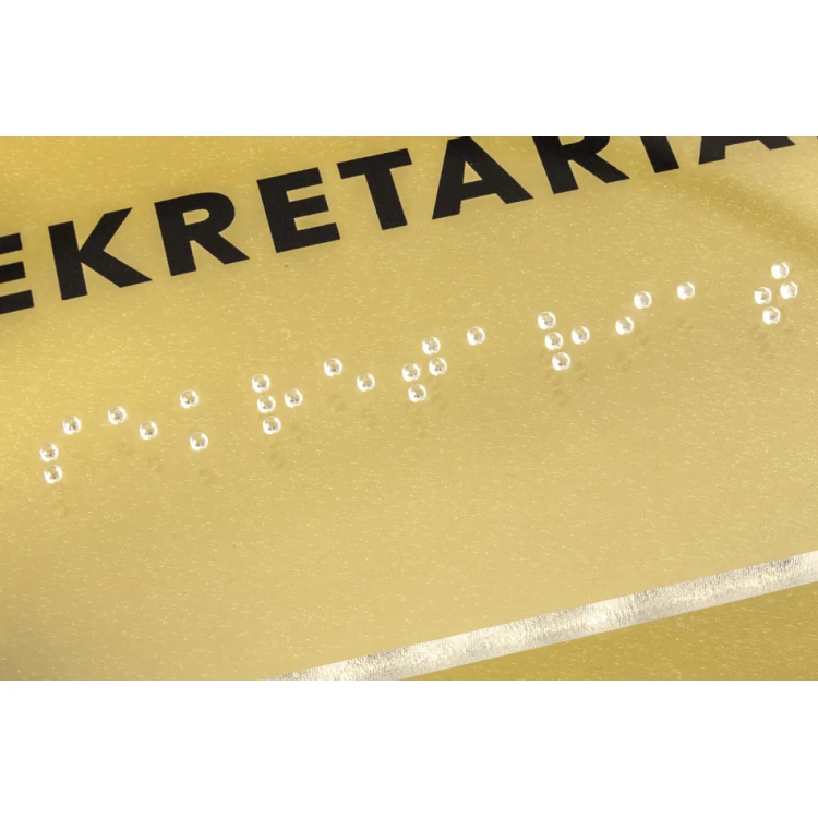 Sekretariat - Plexiglasschild mit Braille-Schrift auf Abstandshaltern - Maße 160x75mm - TAB268