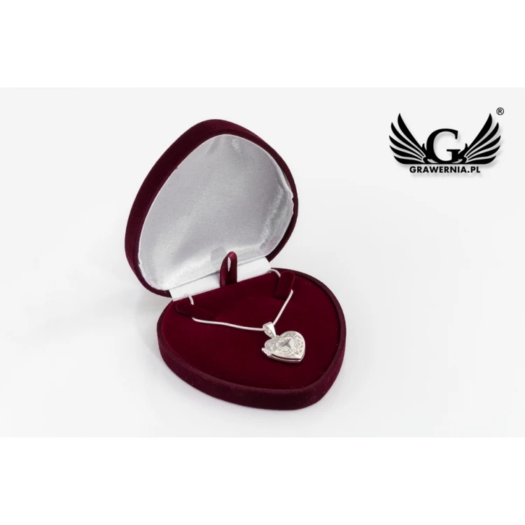 Öffnendes Herz mit Zirkonia und Kette - Geheimfach, Dose mit Gravur - Silber - SRB030