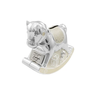 Sparschwein beige Pony aus Perlmutt - Andenken an die Heilige Taufe - SKR005