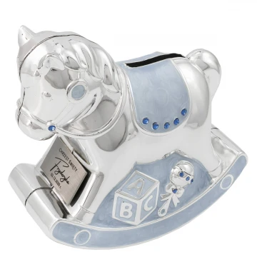 Sparschwein blauer Perlmutt-Pony - Andenken an die Heilige Taufe - SKR006