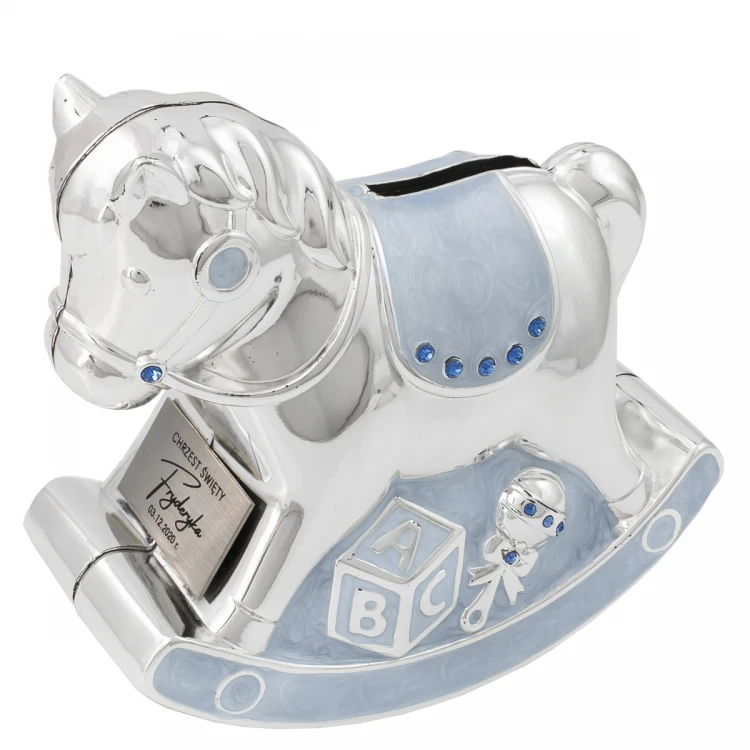 Sparschwein blauer Perlmutt-Pony - Andenken an die Heilige Taufe - SKR006