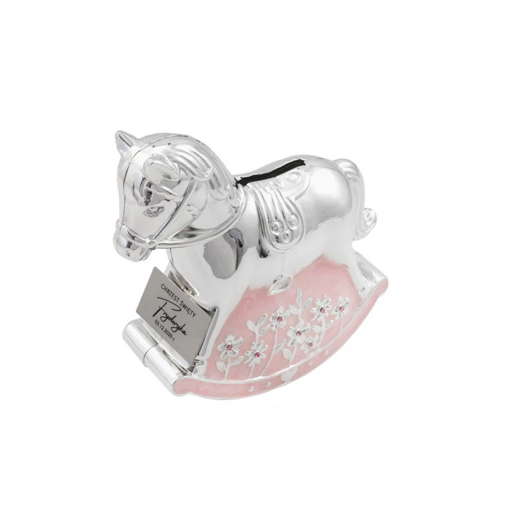 Sparschwein rosa Perlmutt-Pony - Andenken an die Heilige Taufe - SKR007
