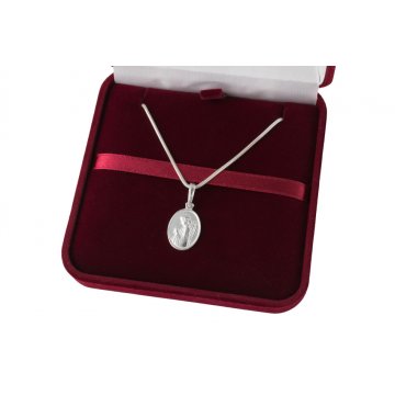 Silberner Medaillon mit Kette - Schutzengel mit individueller Gravur - SRB047