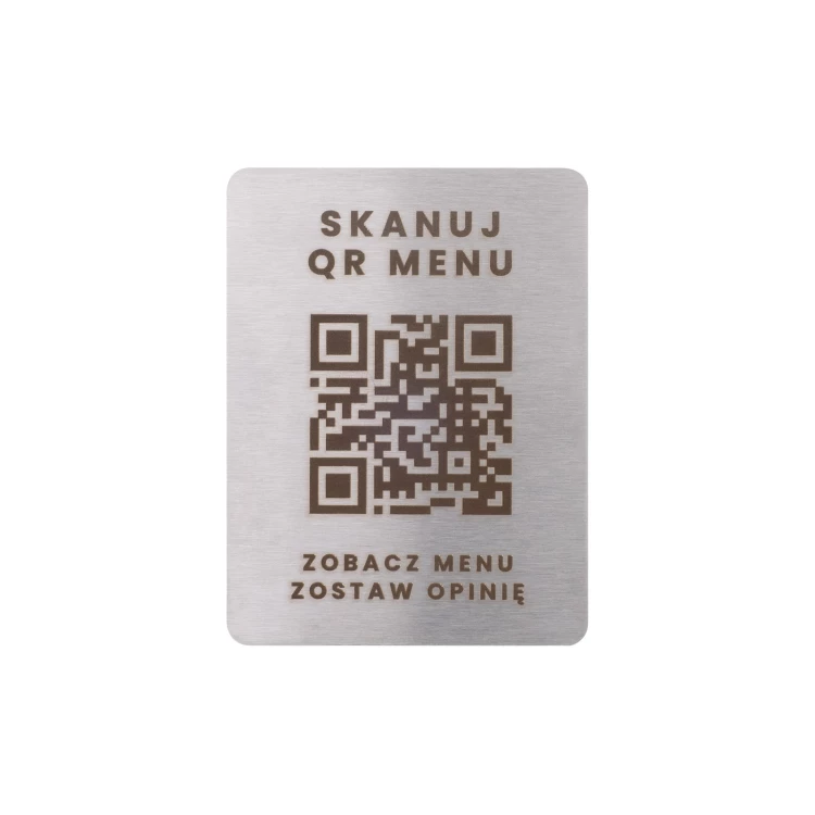 Stahlmenü mit QR-Code - Lasergravur - Abm. 45x60mm - MEN031